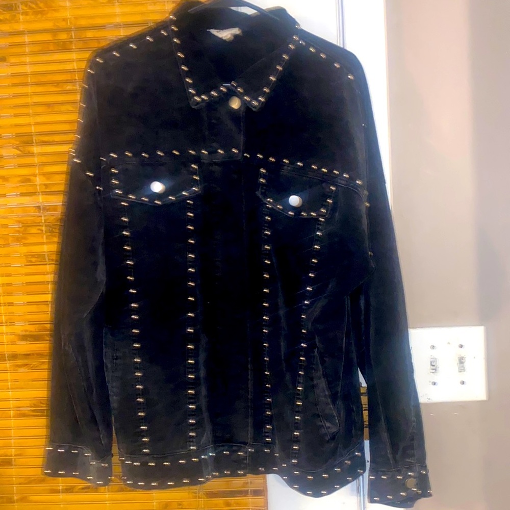 Super cute women’s black studded corduroy Shacket! Size medium, worn once!